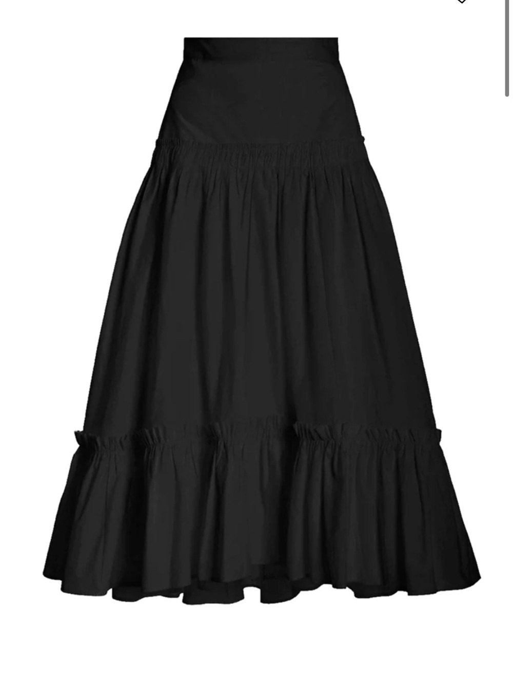 Cara Cara Black Tiered Midi Skirt with Ruffle Hem